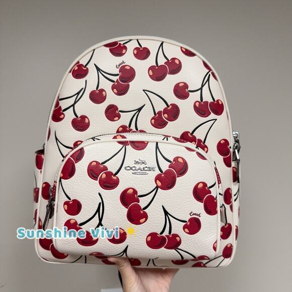 NWT Limited Coach Court Backpack With Cherry Print CAA72